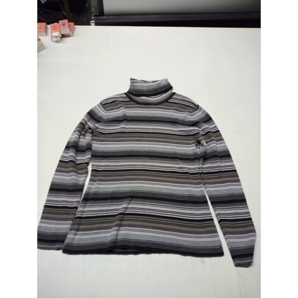 RELATIVITY Multicolored Striped Cotton Ribbed Knit Turtleneck Sweater sz XL - Picture 1 of 5
